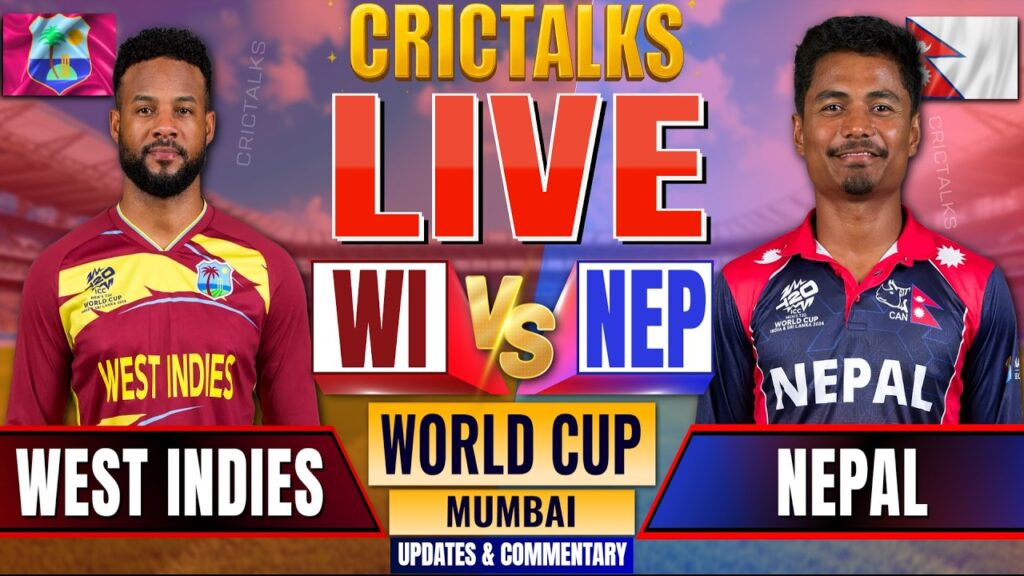 WI vs NEP Live Score: West Indies vs Nepal T20 World Cup Commentary & Updates Today