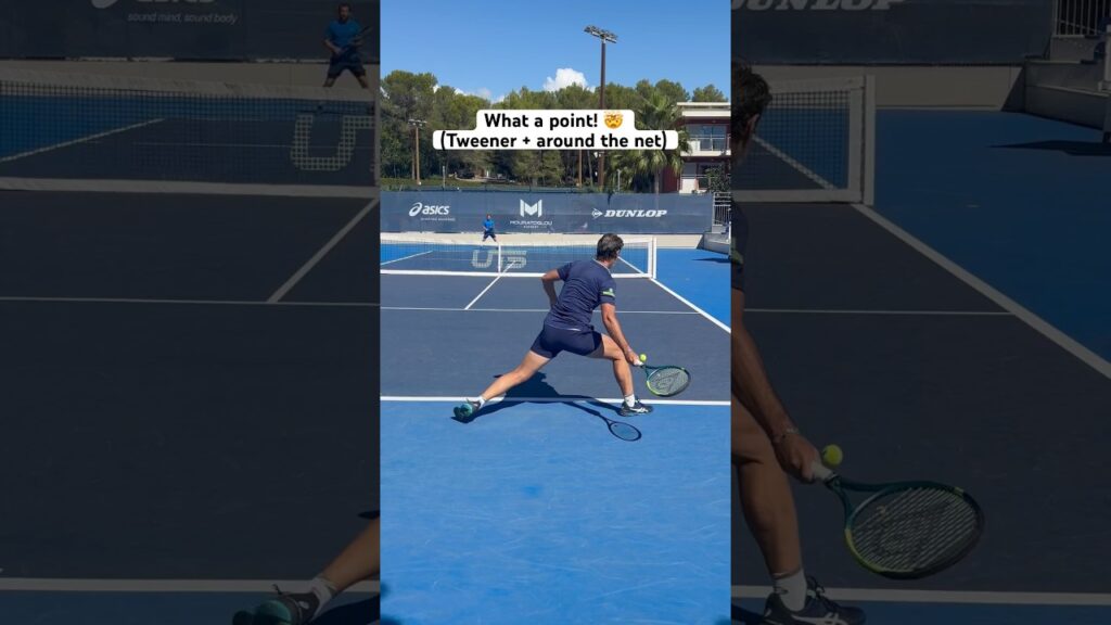 Best Tennis Shots Ever: Tweener + Around the Net 🤯 #tennis
