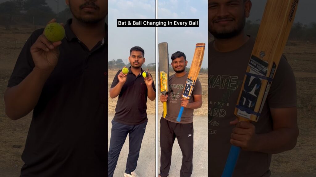 Gully Cricket Fun: New Bat & Ball Every Ball! 🏏🎾 #cricket