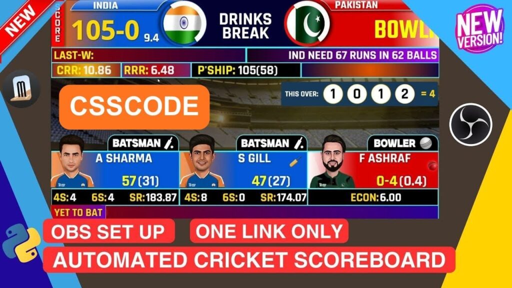 How to Setup Cricket Live Scoreboard in OBS (Free CSS Code Included) 2024
