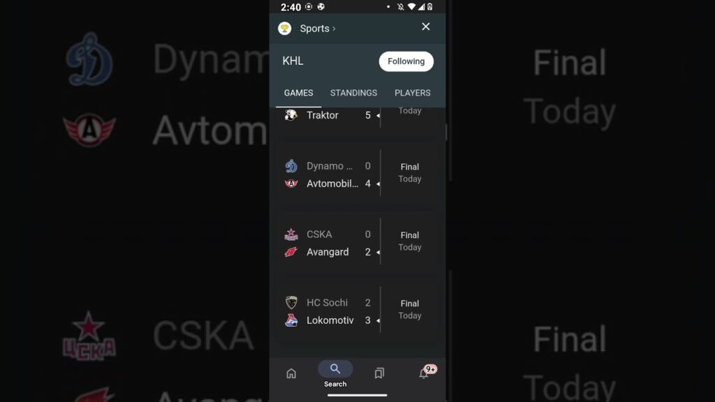 KHL Points Table & Live Hockey Scores Today - KHL Russia #khl