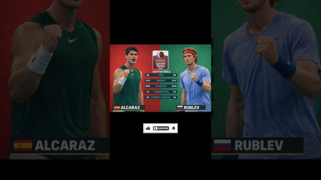 Carlos Alcaraz vs Andrey Rublev Live Score Highlights | Qatar Open 2026 Today Match Results