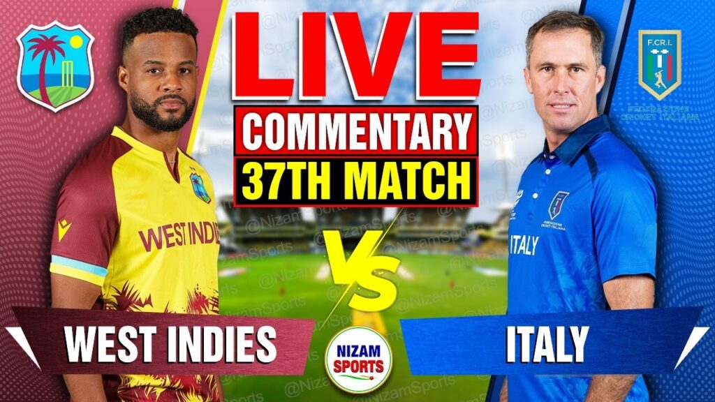 Live: WI vs ITA, 37th Match | West Indies vs Italy Live Cricket Score & Commentary